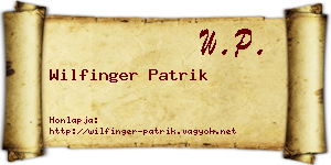 Wilfinger Patrik névjegykártya